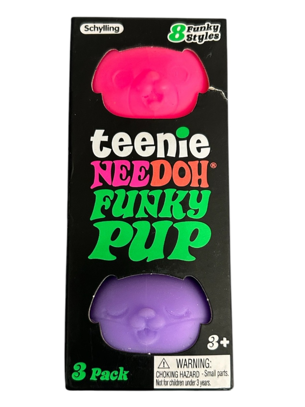 Schylling Teenie NeeDoh Funky Pup 3-Pack - Pink & Purple squishy